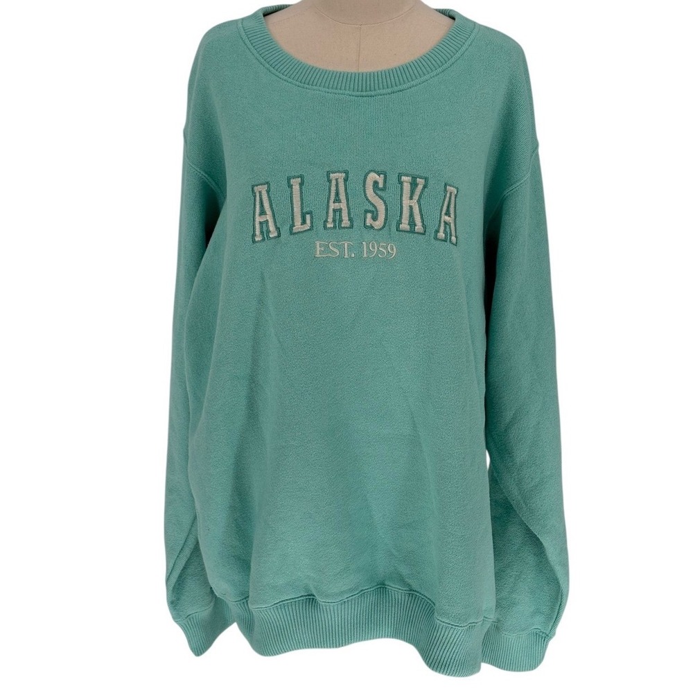 ESY Surf Co Alaska Est 1959 Sweatshirt Pullover Mint Green 2XL